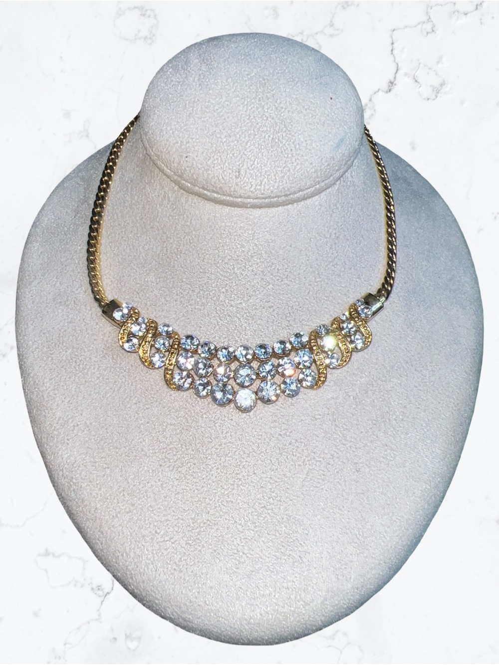 Vintage Christina Collection Gold Tone Necklace With Sparkling Crystals